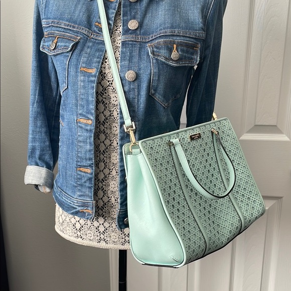 Kate Spade Pastel Aqua Blue Convertible Handbag - Picture 3 of 17